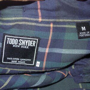 TODD SNYDER New York Men's Checkered Checked Button-Down Shirt Size Medium Blue